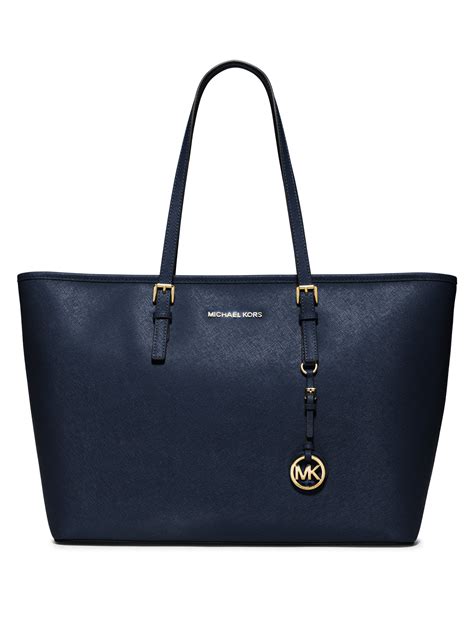 michael kors jet set medium travel tote saffiano navy|michael kors jet set tote.